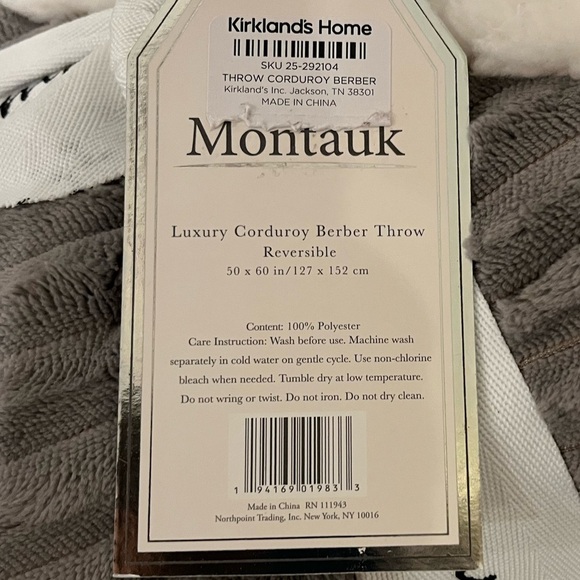 🆕 Kirkland's Home Luxury Gray Reversible Corduroy Berber Throw Blanket 50x60 - Picture 2 of 4